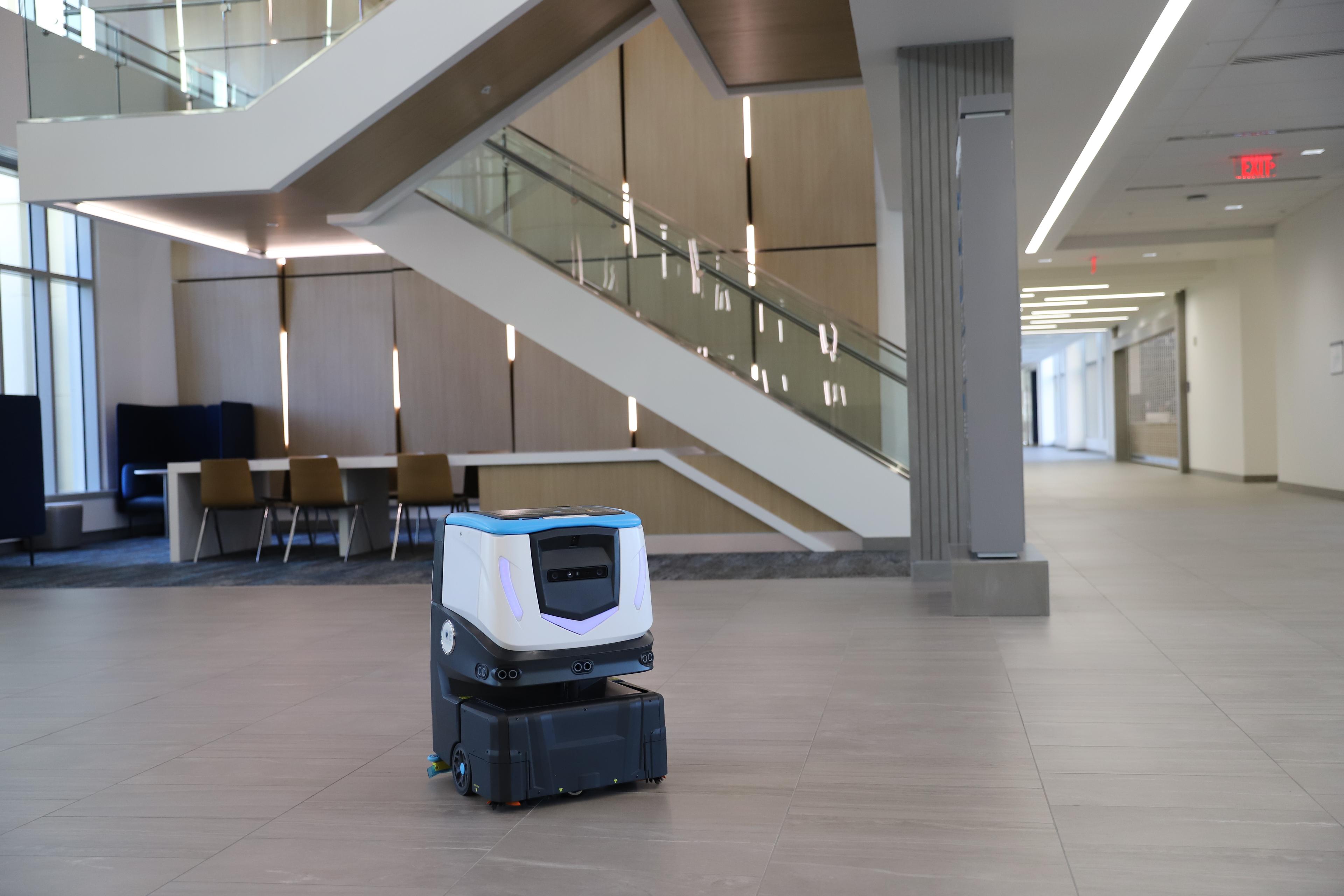 Cobi 18, robotic floor scrubber, cleaning at Miami University in Oxford Ohio