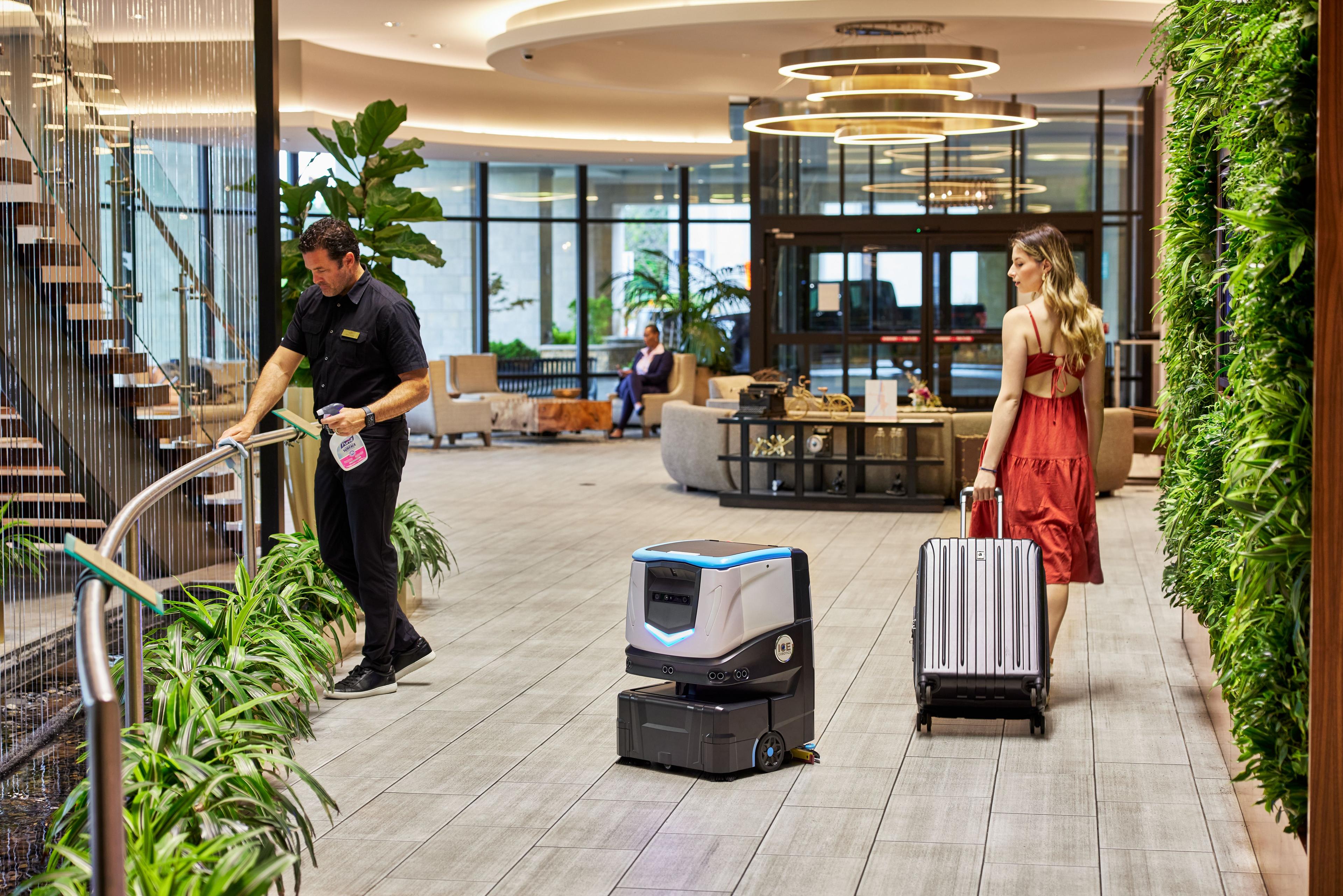 Cobi 18 robotic floor scrubber in hotel