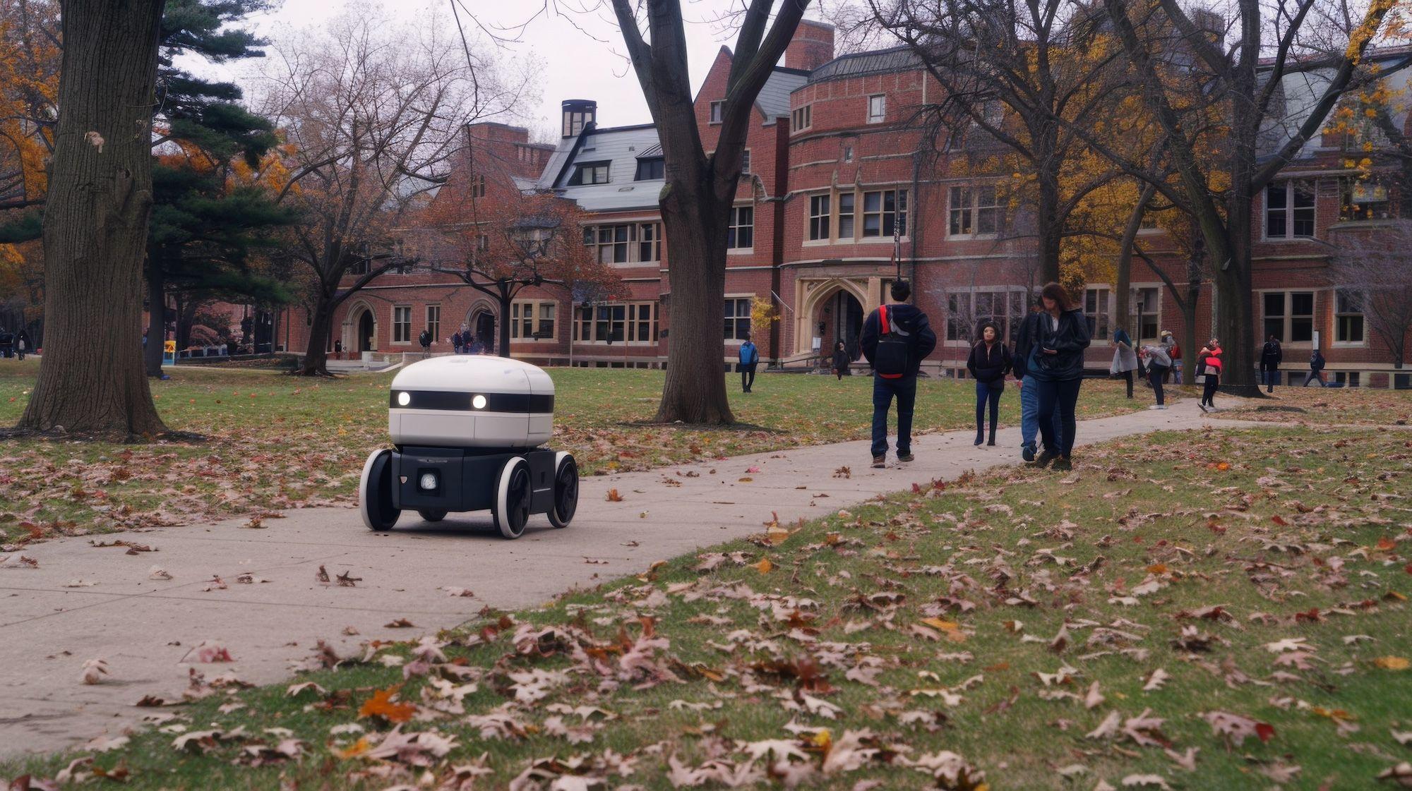 commercial robot on college campus