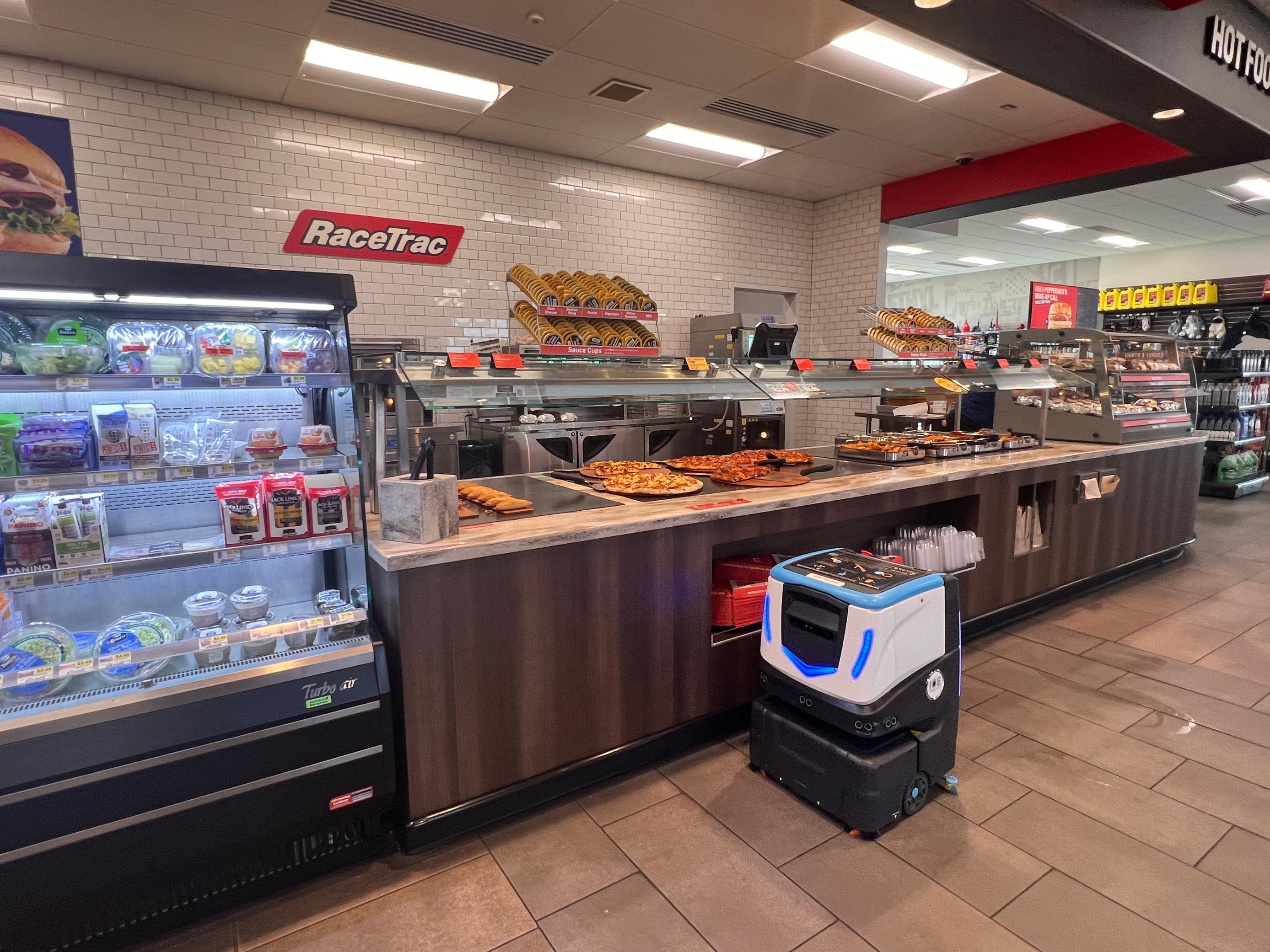 ICE Cobotics Cobi 18, robotic floor scrubber,  cleans at RaceTrac