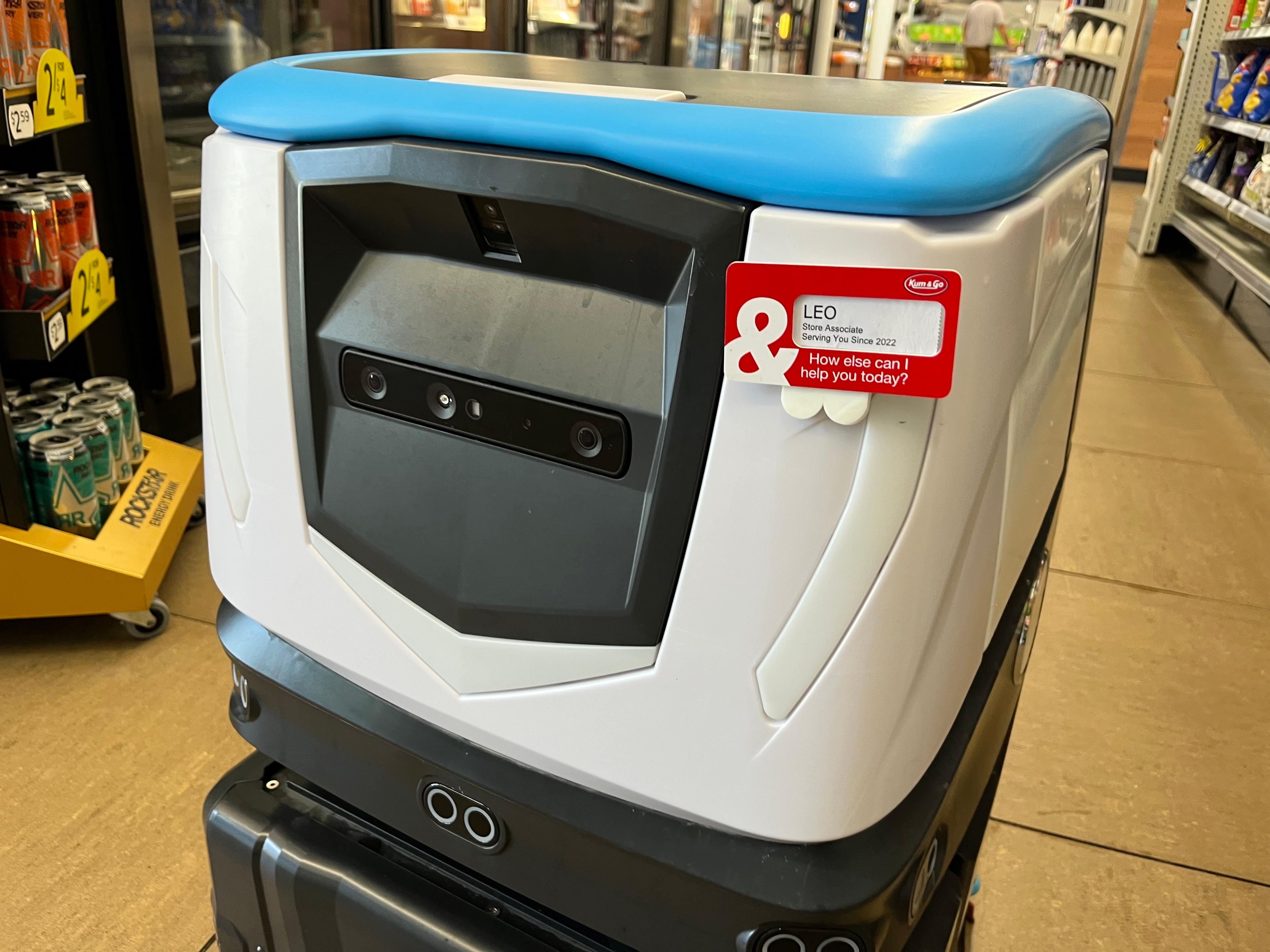 ICE Cobotics Cobi 18 autonomous floor scrubber at Kum & Go convenience store